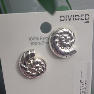 Divided Silver Spiral Earrings